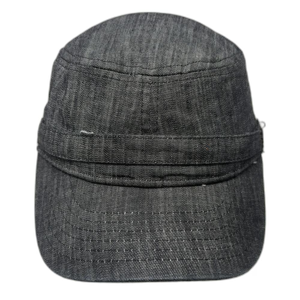 Tony Hawk Army Cap Gray One Size Denim Skull Crossbones Stud Elastic Back Hat